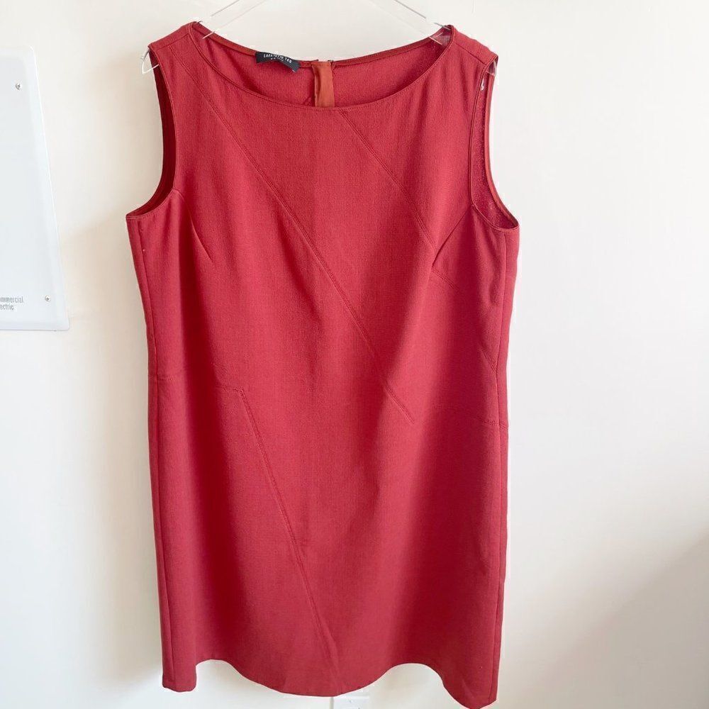 Lafayette 148 Orange Wool Blend Shift Dress Size 18 Career Sleeveless